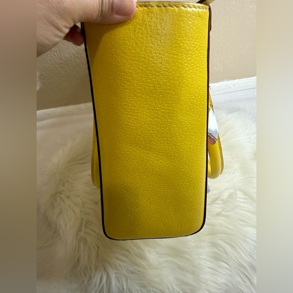 kate spade Yellow Leather Tote with Scarf Accent EUC - Picture 6 of 9